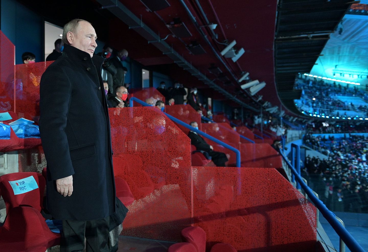 2022年2月4日，在中国北京标志性的国家体育场鸟巢，俄罗斯总统普京出席北京冬奥会开幕式。（AP）