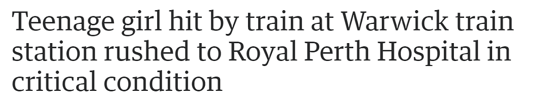 珀斯少女被火车撞飞，被紧急送往皇家医院（图） - 1