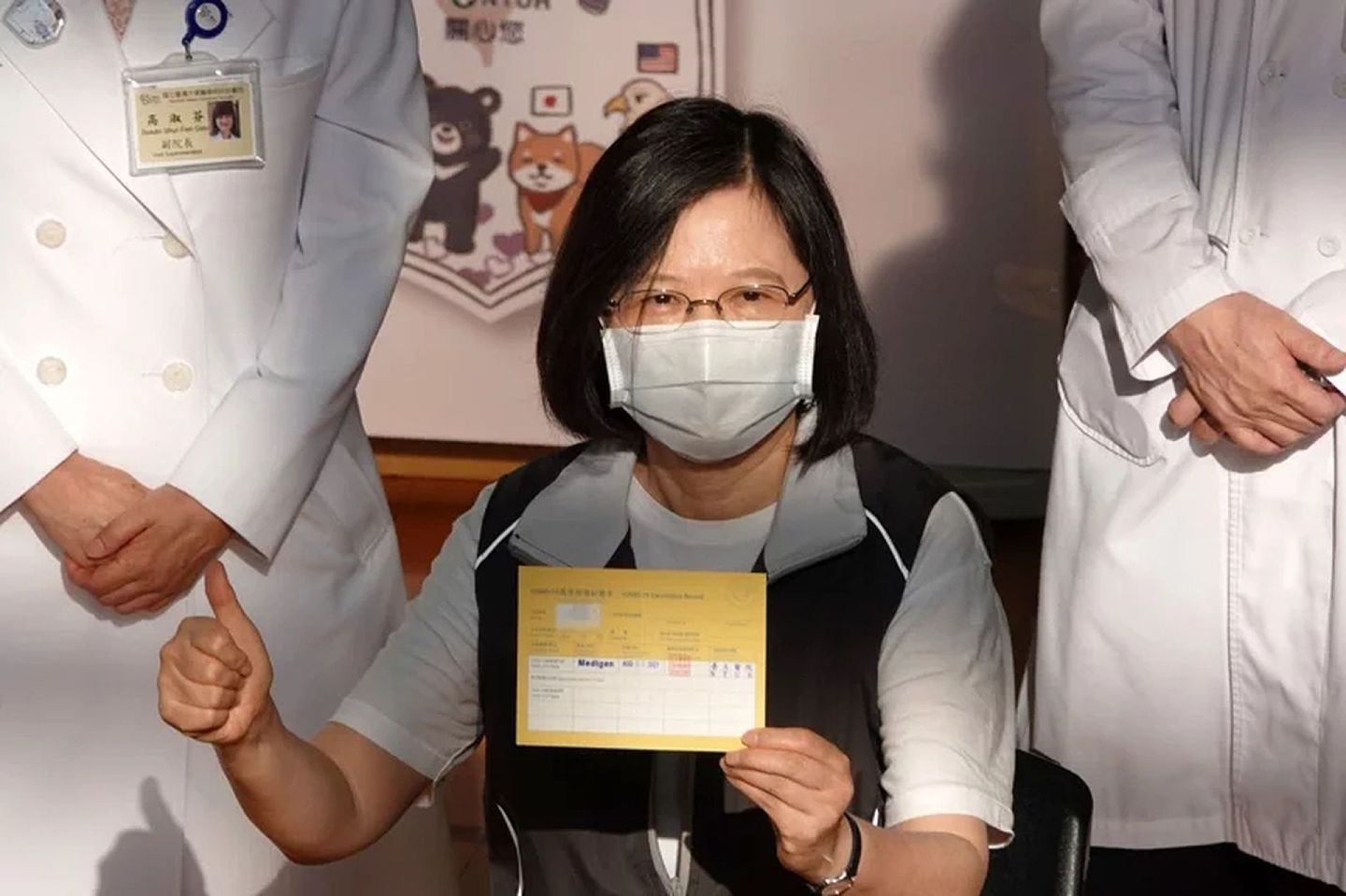 台湾总统蔡英文早前已接种3剂高端疫苗。（联合新闻网）