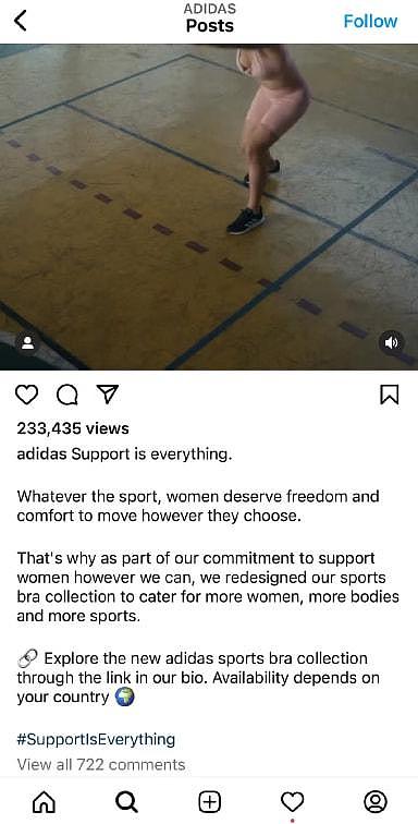 adidas女性运动内衣广告“无码”展示惹争议！官方回应：为了让每位女性找到适合自己的内衣（视频/组图） - 7