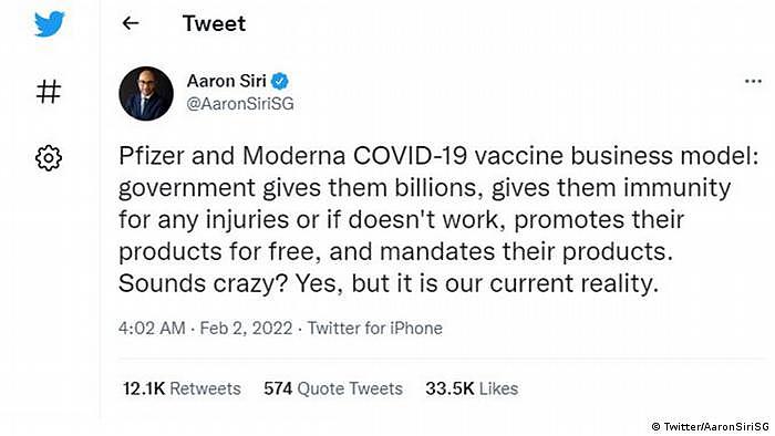 Twitter Tweet Faktencheck Pharmaindustrie Aaron Siri