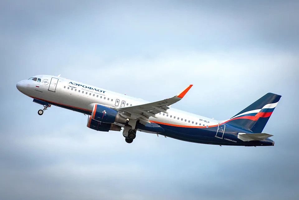 October 29, 2019, Moscow, Russia. Plane Airbus A320-200 Aeroflot - Russian Airlines at Sheremetyevo airport in Moscow.