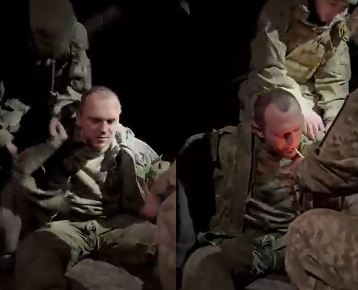 ▲▼俄军少校被俘狼狈影片曝！　乌军逼喊「荣耀归乌克兰」。（图／翻摄推特）