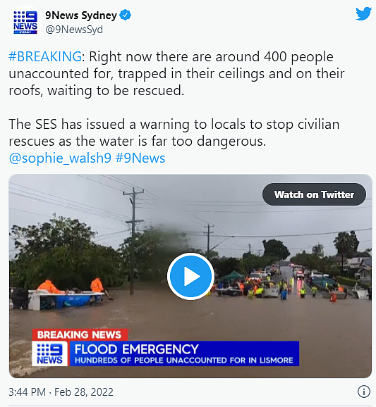 约400人下落不明！新州救援仍在继续，大悉尼等地发布强降雨预警（组图） - 3