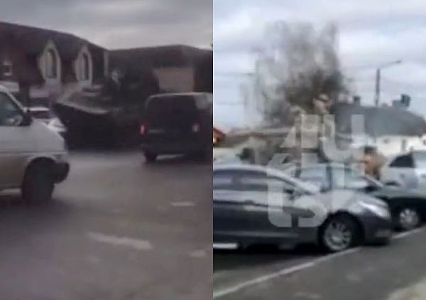 ▲▼被控装甲车辗压平民轿车俄罗斯公布影片：乌克兰自己干的。 （图／翻摄自推特）