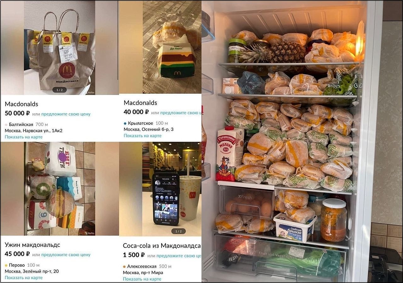 ▲▼俄罗斯人冰箱塞满麦当劳汉堡转手价1个超过2000元。 （图／翻摄自推特）