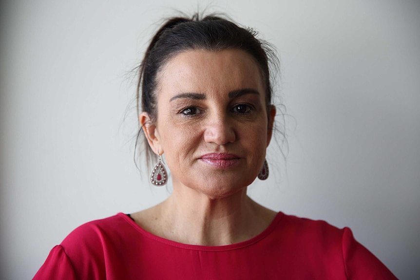 Jacqui Lambie in a red top