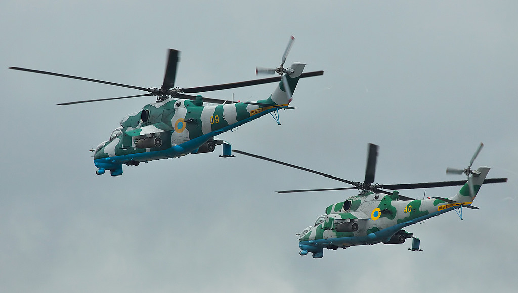至少兩架烏克蘭米（Mi）-24「雌鹿（Hind）」攻擊直升機1日早悄悄越界，低空飛入俄羅斯，攻擊了貝爾哥羅德（Belgorod）的儲油設施，圖為資料照。（達志影像/Shutterstock）
