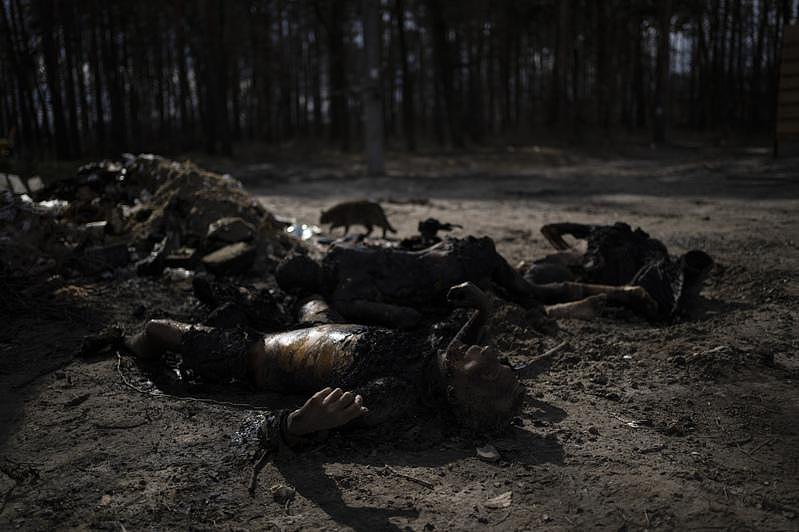 布查镇有罹难者的尸体已经焦黑。 (Getty Images)