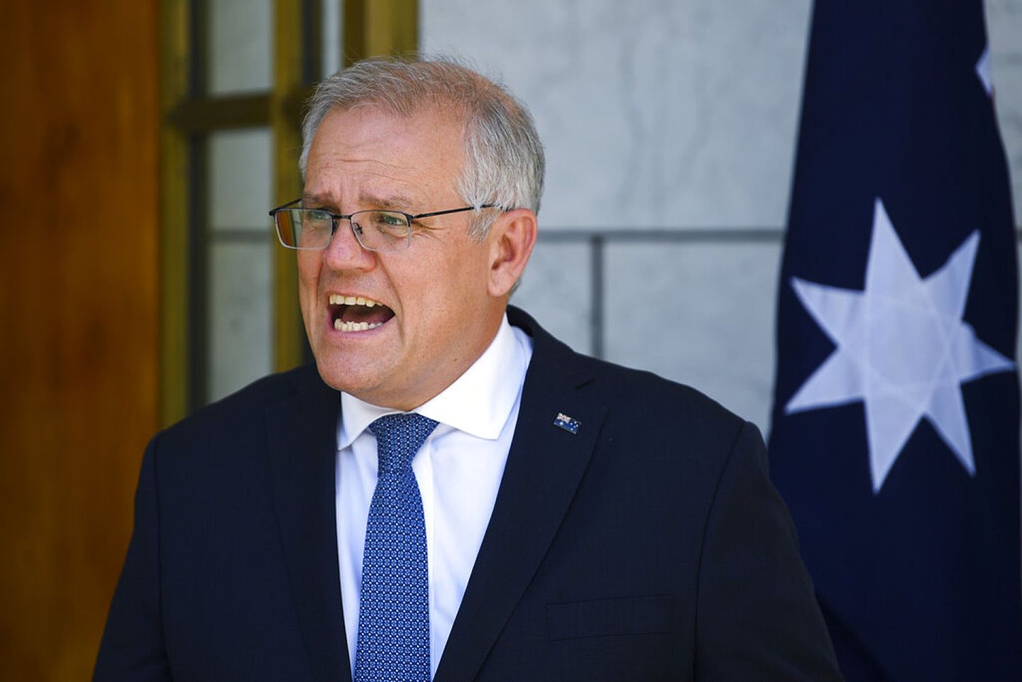 莫里森及其政府官员提出“中国胁迫”，试图证明只有他的政党能保护澳大利亚的国家安全。不过几乎所有的民调都显示，莫里森此举并未奏效，在各民调中均落后反对党。（AP）
