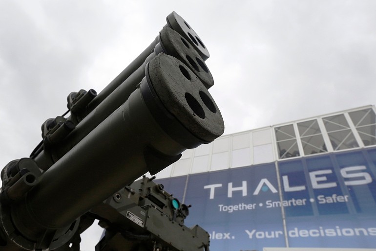 A Starstreak anti-aircraft missile launcher is seen at the Farnborough Airshow in southern England