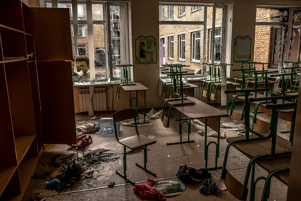 第三学校的一间教室被俄罗斯士兵洗劫一空。
