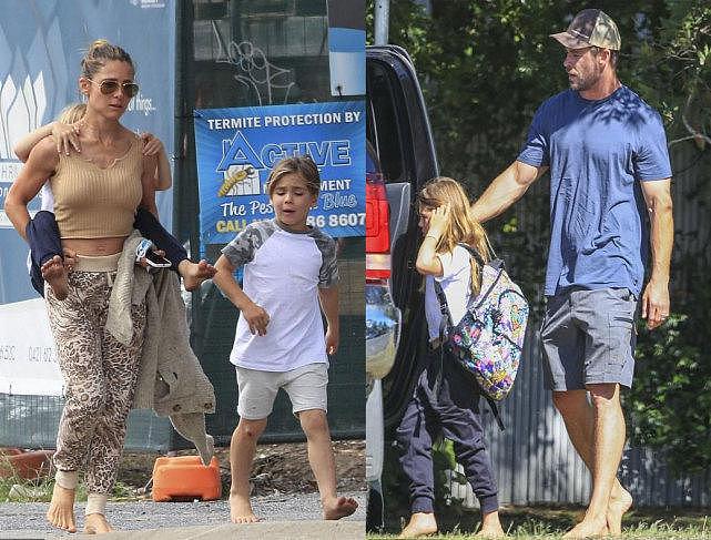 “雷神”克里斯·海姆斯沃斯带家人在澳洲逛街，大7岁爱妻身姿挺拔，肩膀趴蜥蜴被赞有创意（组图） - 2