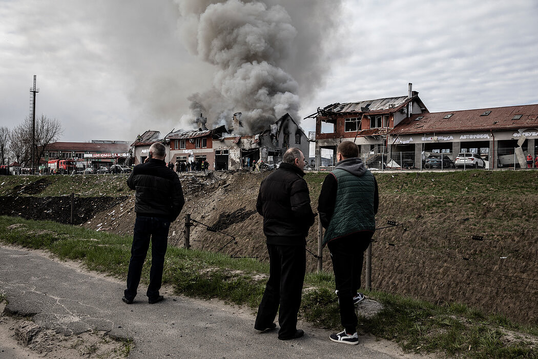 上週，一枚導彈擊中了烏克蘭西部利沃夫的一家輪胎配件工廠。