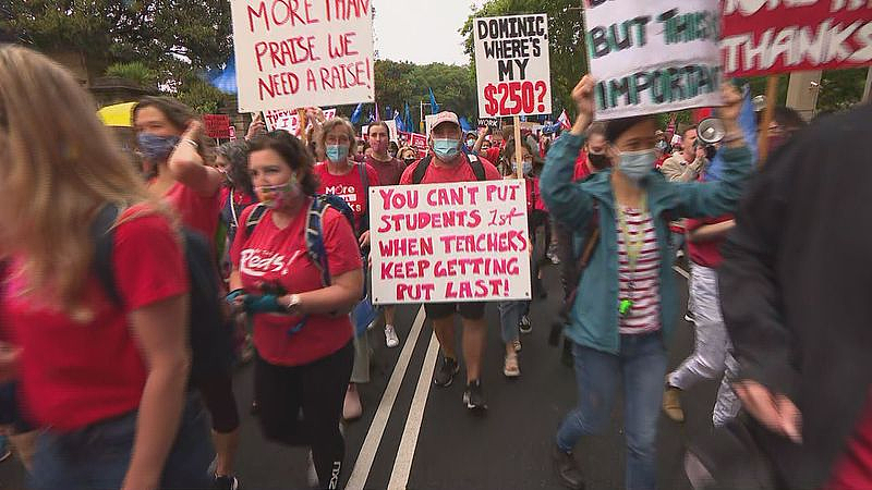 为争取加薪，新州教师今日再次罢工，数千名学生居家（组图） - 2