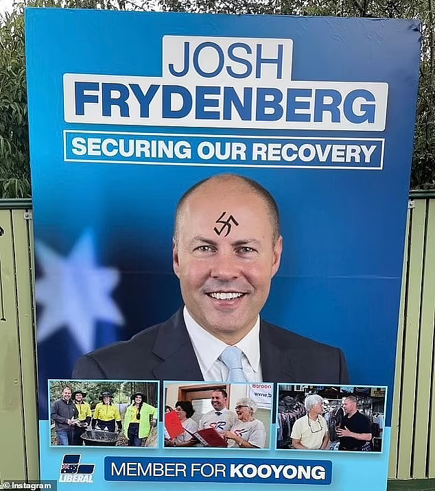 澳财长雇10名保镖保护竞选海报！此前频遭恶意涂鸦，被画小胡子变“希特勒”（组图） - 2