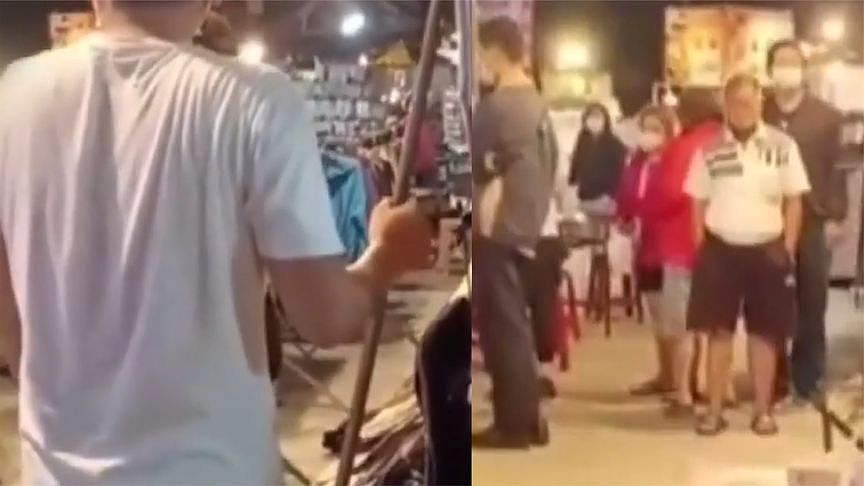 当街开打，台湾一男子不戴口罩逛夜市，管理员劝不动双方互殴（视频/图） - 1
