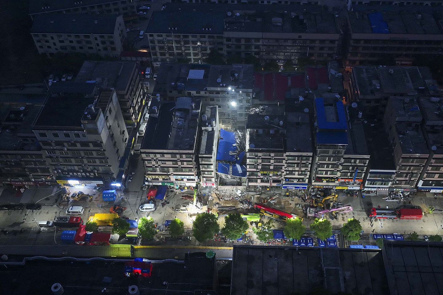 2022年5月29日，湖南长沙，自建房倒塌现场。