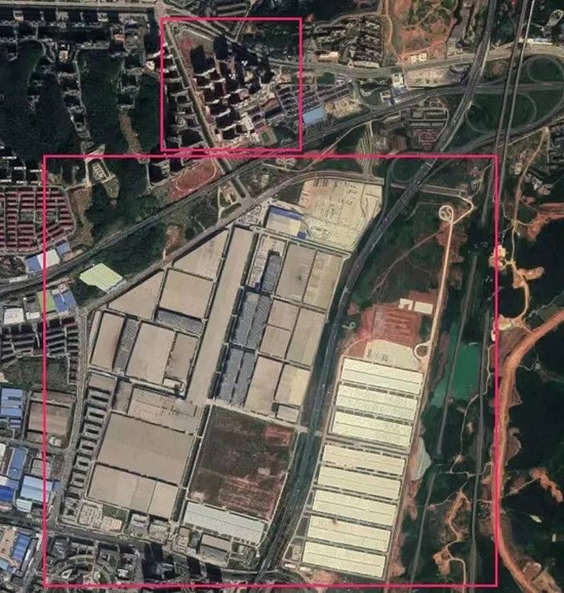 空拍图显示，比亚迪长沙工厂与居民区非常靠近。 图: 翻摄自中国慈善家