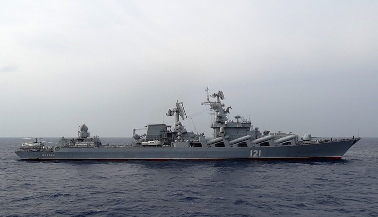 俄罗斯黑海旗舰「莫斯科号」。 法新社资料照片