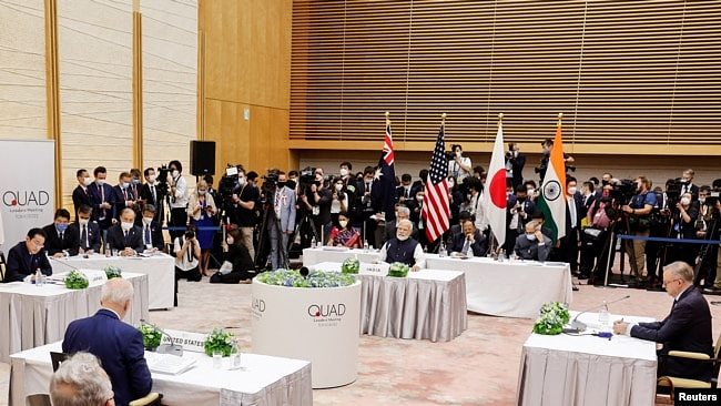 印太安全四方机制峰会2022年5月24日在东京召开。（路透社）