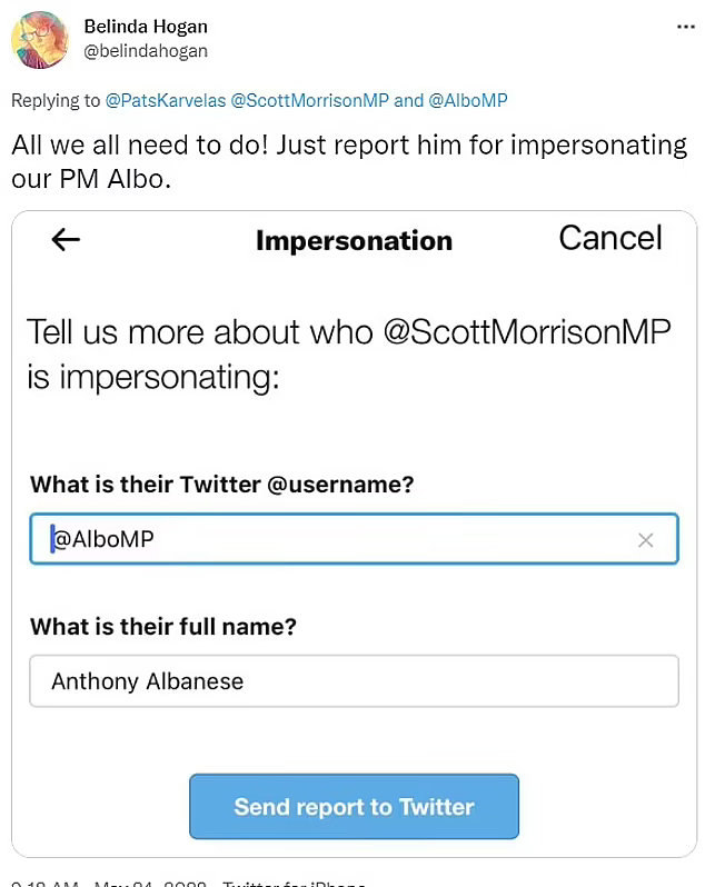 败选后Twitter简介仍为澳洲总理！莫里森被批“冒充”艾博年，网友：举报他（组图） - 5