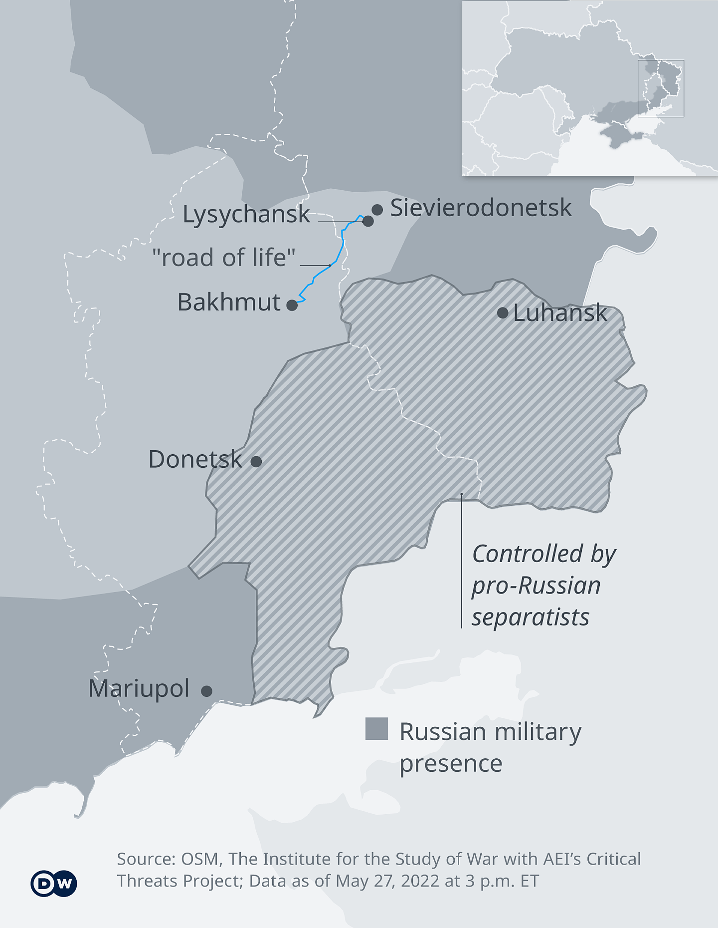 Infografik Karte Ukraine Straße des Lebens EN
