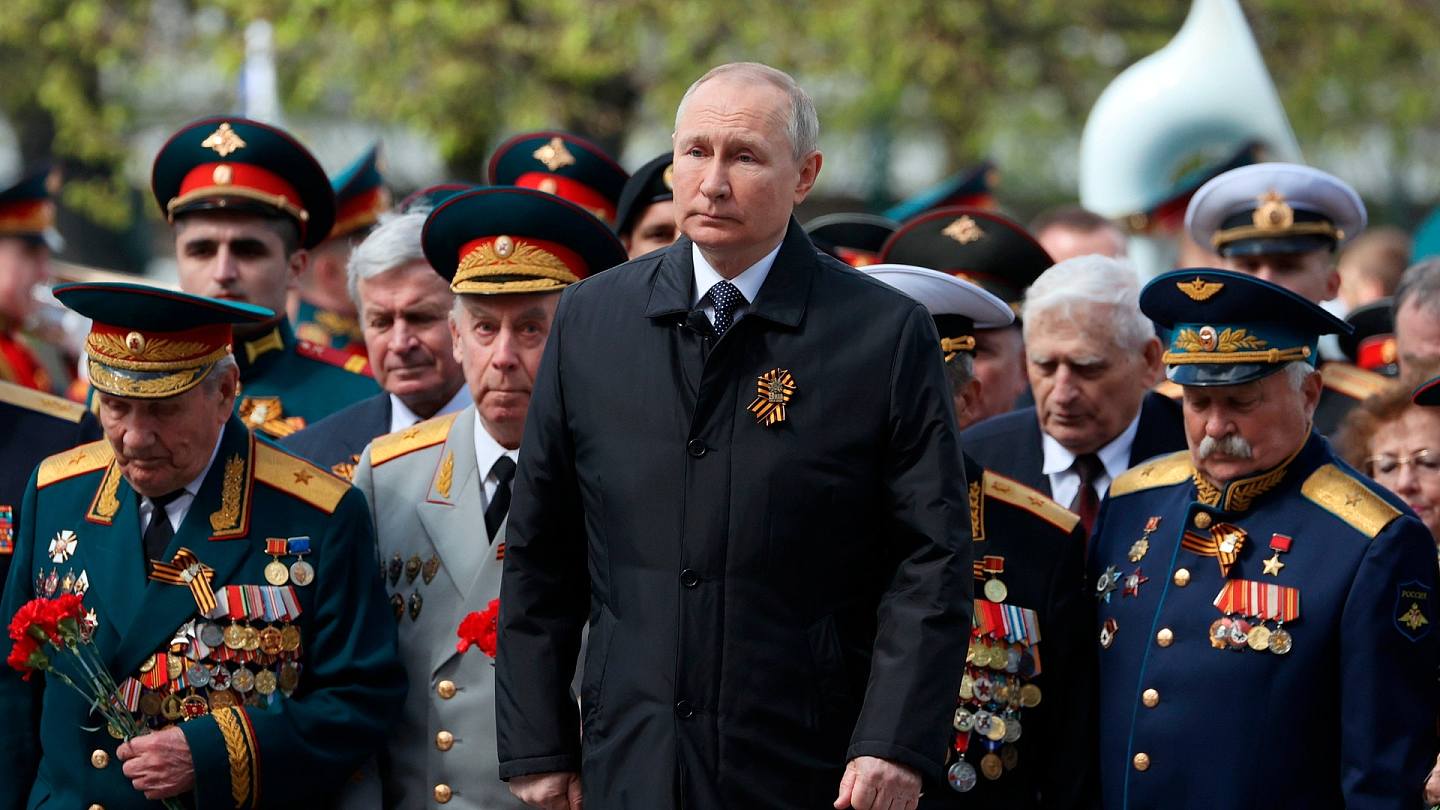 2022年5月9日，俄罗斯总统普京出席莫斯科举行的二战胜利纪念活动。 （AP）