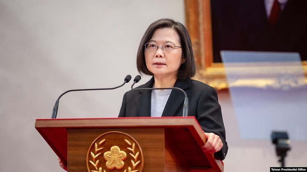 台湾总统蔡英文2022年元旦在总统府大礼堂发表新年谈话