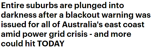 能源产量减少，澳洲东海岸预计将再次停电！当局敦促居民节约用电（组图） - 1