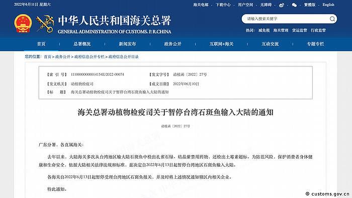 Screenshot China | General Administration of Customs P.R. China