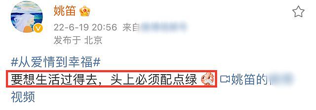 姚笛戴绿帽疑婚变？素颜变化大到认不出，文案被批再次伤害马伊琍（组图） - 1