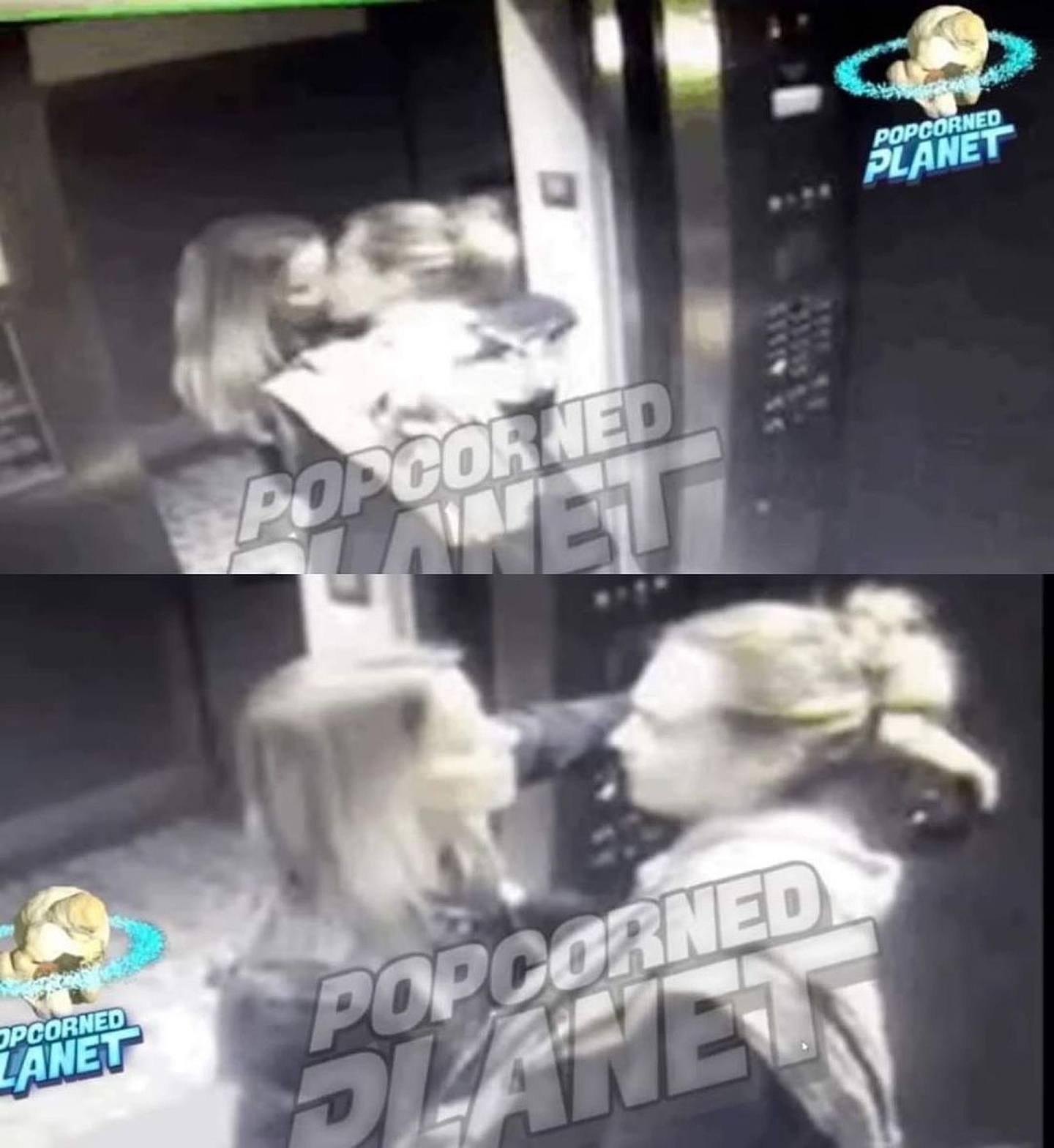 有外國網站爆出Amber Heard與名模Cara Delevingne在電梯擁吻的照片 （網上圖片）