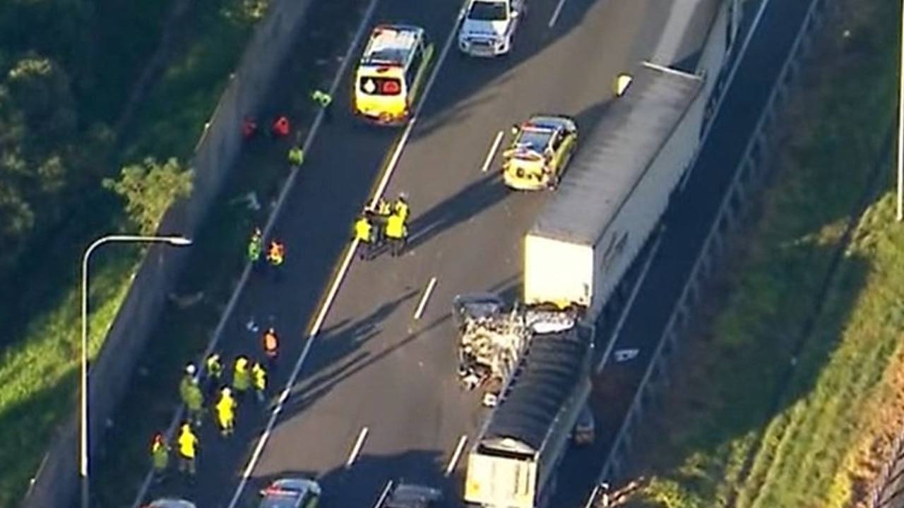 The Logan Motorway crash. Photo: 9 News