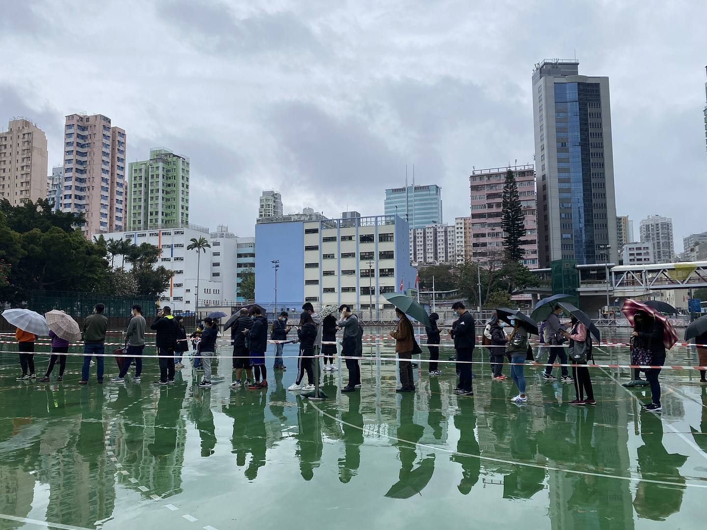 荃灣沙咀道檢測站，香港未實施常態化檢測。（蔡正邦攝）