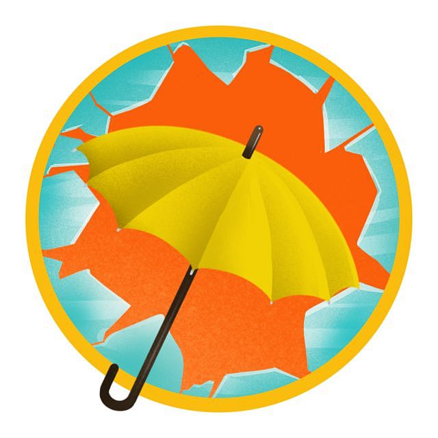 插图：黄色雨伞