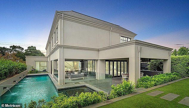 The $3.2million Glen Waverly home (above) features five bedrooms, four bathrooms, a pool and fountain on 884m² of land