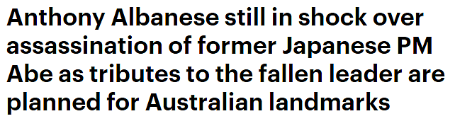 安倍晋三遇刺身亡，澳洲多地将亮灯悼念！艾博年：没人比他更致力于促进两国关系（组图） - 1