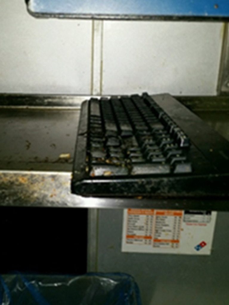 Built up food residue was discovered on a computer keyboard at the business.