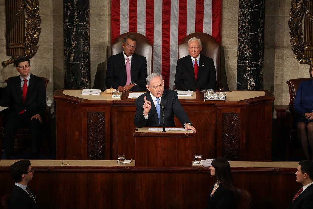 以色列总理本雅明·内塔尼亚胡2015年在美国国会发表讲话。
