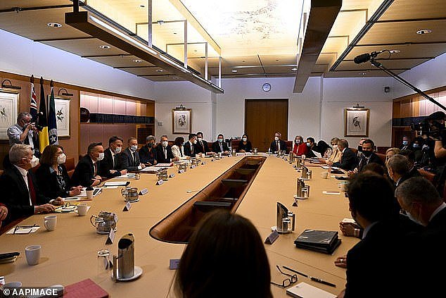 The mask display at the Cabinet meeting also infuriated many who are sick of the constant demands to revert back to lockdown-type conditions, led by the ABC