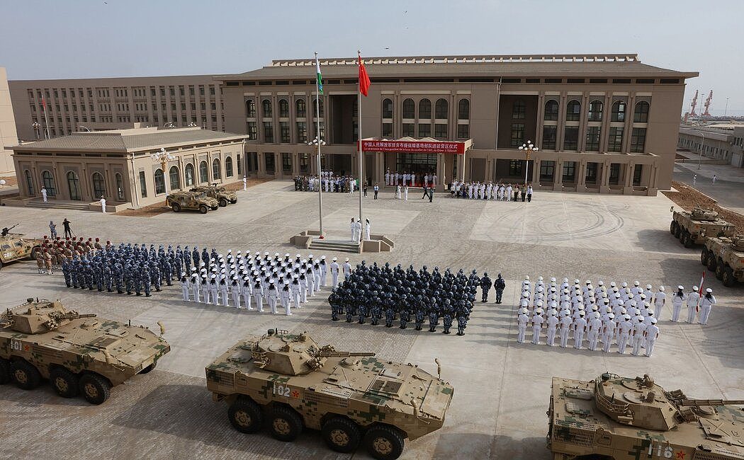 中国在吉布提设立的首个海外海军基地的落成仪式，摄于2017年。这个位于红海入口处的基地具有战略意义。