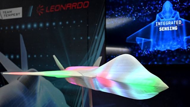 A model of the proposed jet fighter aircraft Tempest, a joint programme by a consortium known as 
