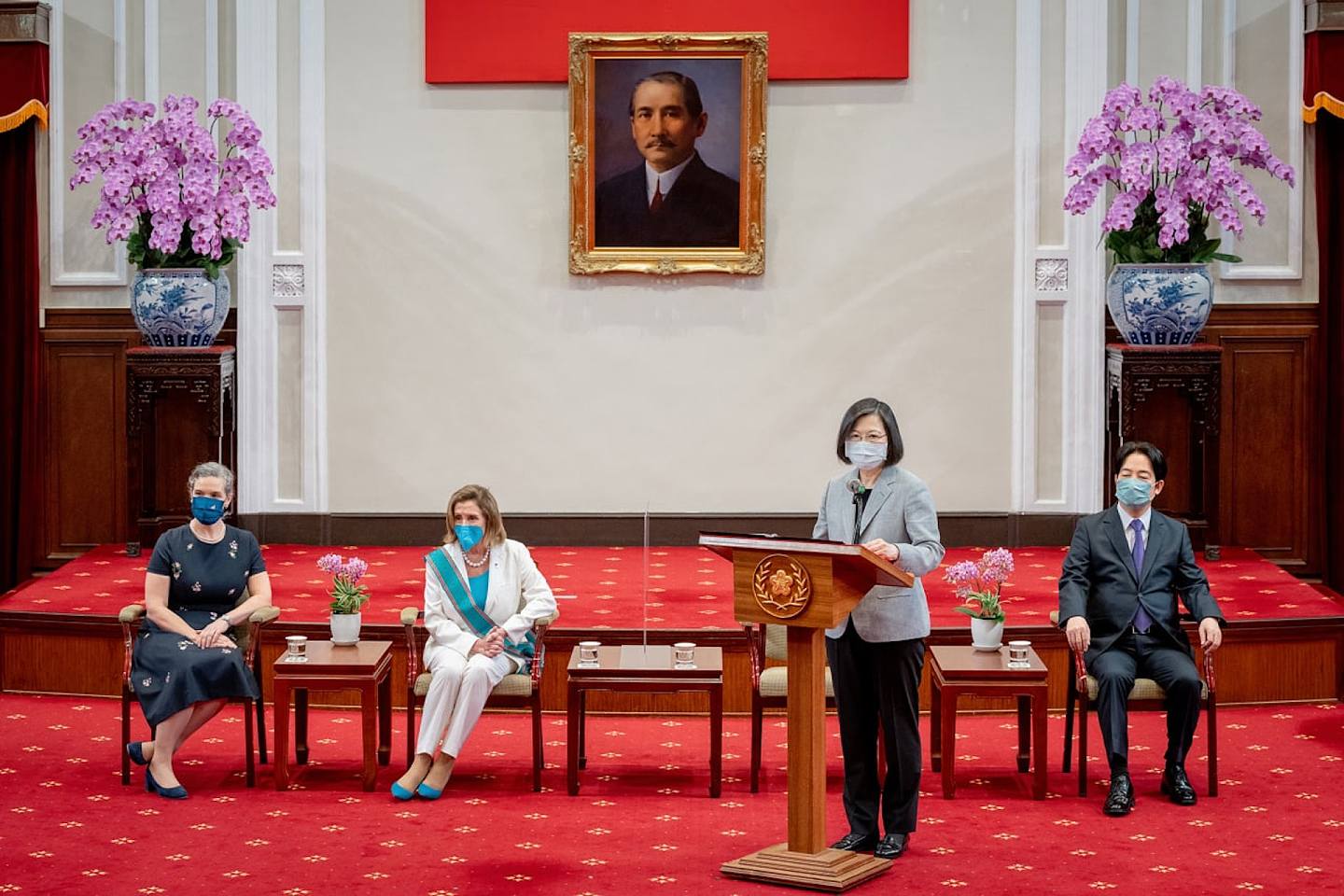 佩洛西2022年8月3日访台期间会晤蔡英文，蔡英文称欢迎美国议长佩洛西来访（Facebook@蔡英文Tsai Ing-wen）