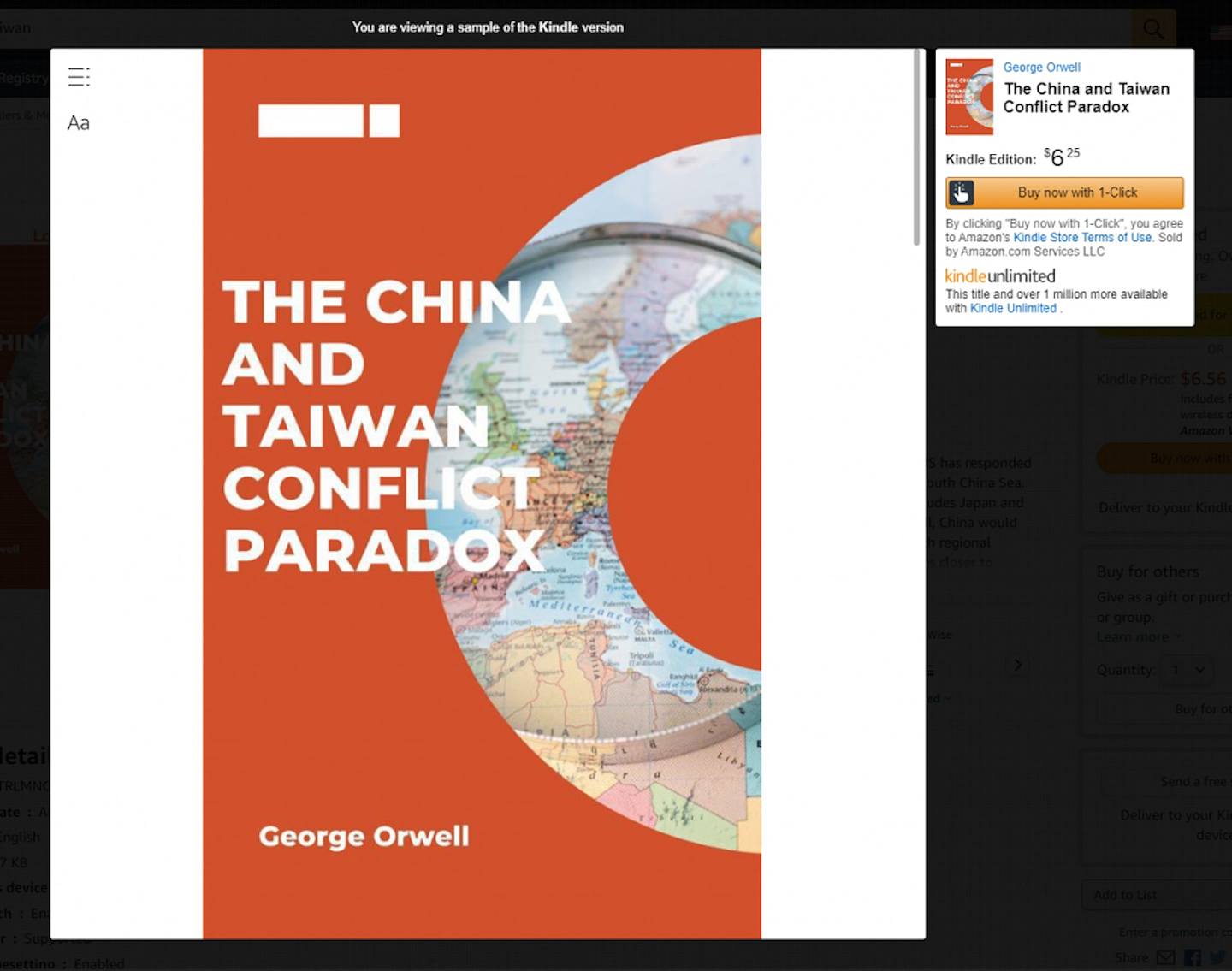 Kindle出现大量谈台海冲突、中美关系的书籍，但作者名称造假书籍更涉嫌抄袭。 (Amazon)