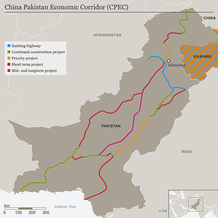 Karte Map China Pakistan Economic Corridor
