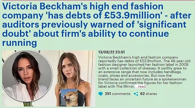 贝克汉姆妻子被指虚荣心作怪，其服装公司连年亏损、已负债4.4亿 （组图） - 5