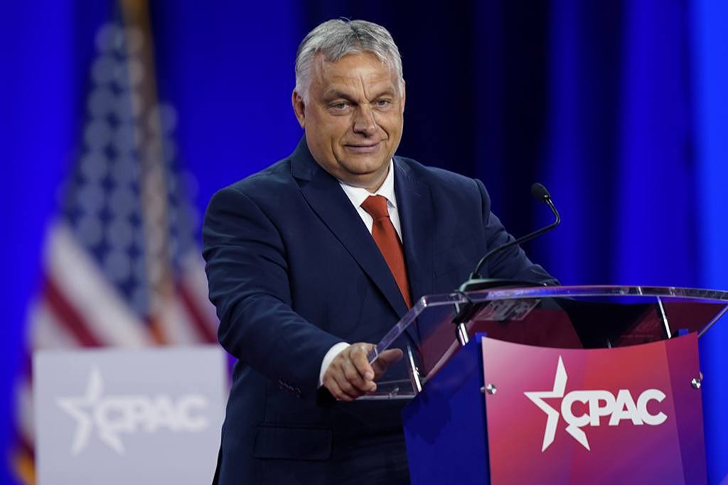 匈牙利總理奧班（Viktor Orban)8月4日出席美國達拉斯舉行的保守黨政治行動會議（CPAC）時資料照。（美聯社）
