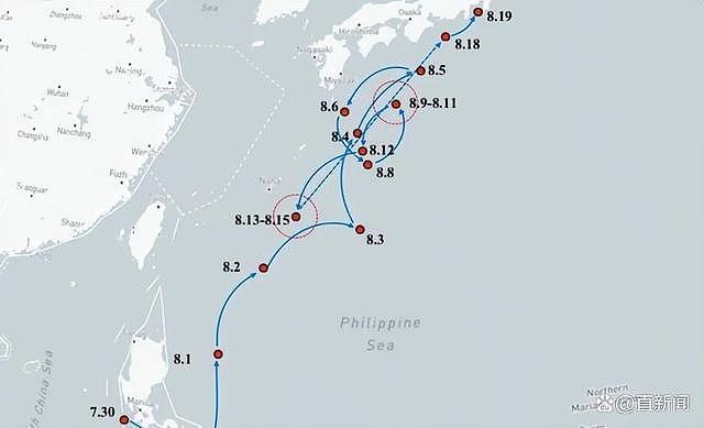 北京智库、「南海战略态势感知计画」公布美「雷根」号航母近期的航行轨迹图。 （直新闻）
