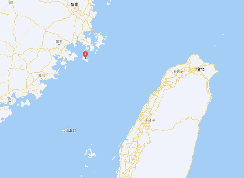 红点处为中国明后天进行实弹射击训练的地点。 （取材自百度地图）